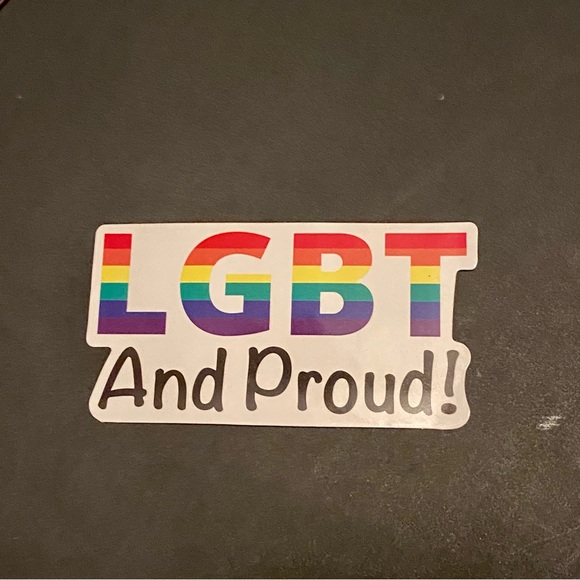 US SELLER Gloss LGBT And Proud Flag Ally Rainbow Sticker Pride Gay Rectangle - Picture 4 of 4